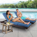 EROMMY Outdoor Chaise Lounge Chair Set of 2 with Adjustable Backrest, Navy Blue